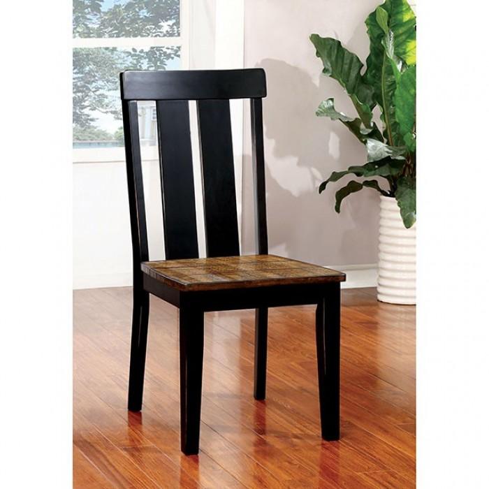 

    
Transitional Antique Oak & Black Side Chairs Set 2pcs Furniture of America CM3668SC-2PK Alana
