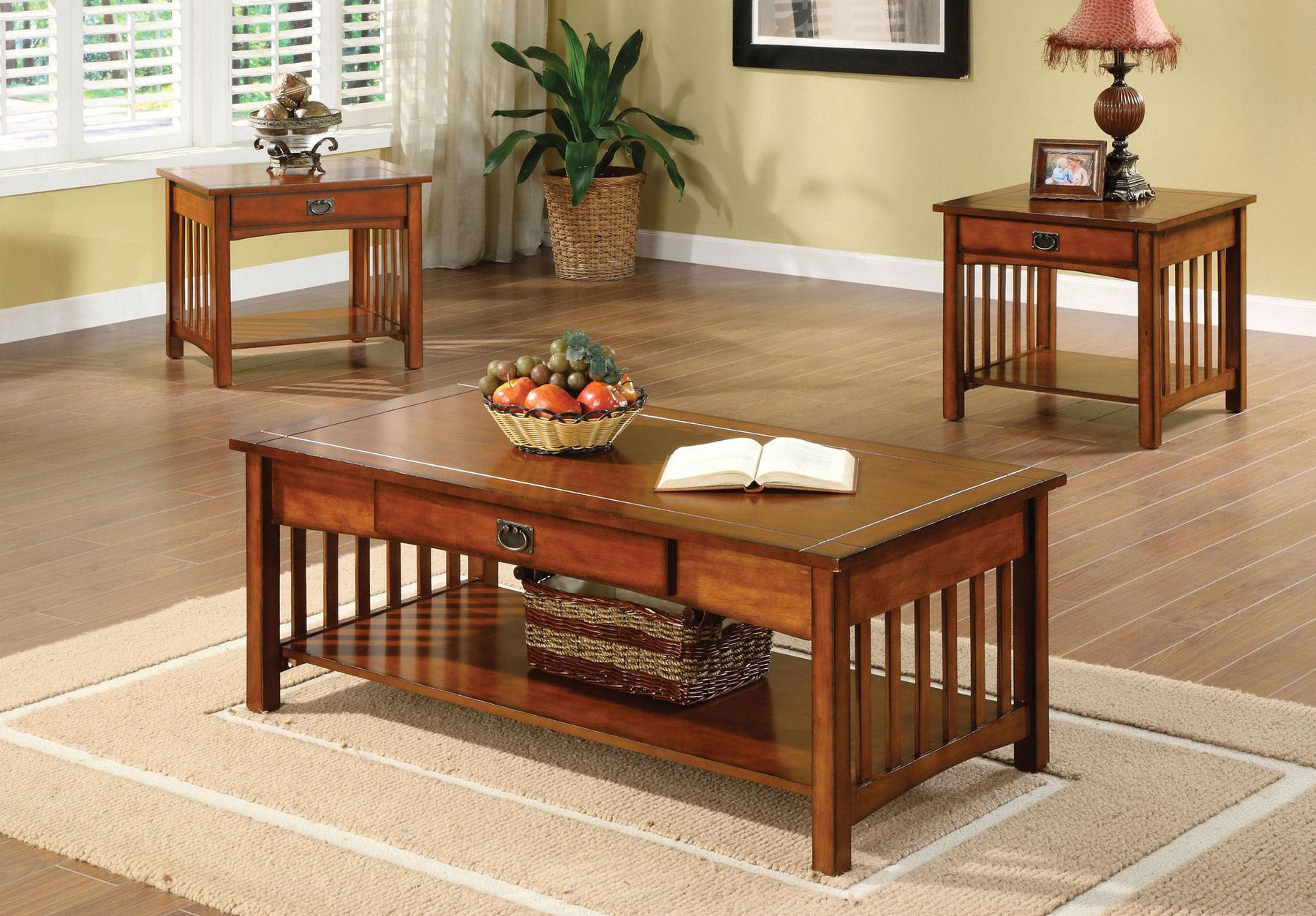 

    
Transitional Antique Oak Solid Wood Coffee Table Set 3pcs Furniture of America CM4245-3PK Seville
