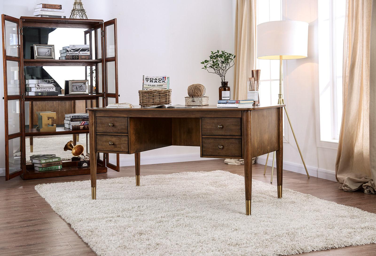 

    
Transitional Antique Oak Wood Desk Furniture of America CM-DK5056 Reliance
