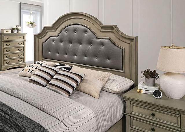 

    
Transitional Antique Warm Gray Solid Wood King Bed Furniture of America CM7181 Lasthenia
