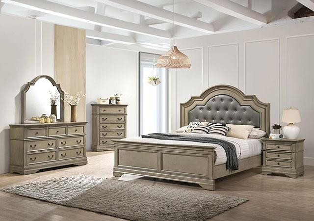 

    
Transitional Antique Warm Gray Solid Wood King Bedroom Set 5pcs Furniture of America CM7181 Lasthenia
