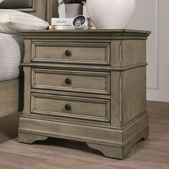 

    
Transitional Antique Warm Gray Solid Wood Nightstand Furniture of America CM7181N Lasthenia
