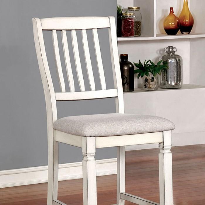 Transitional Counter Height Chair CM3194PC-2PK Kaliyah CM3194PC-2PK in Antique White Fabric