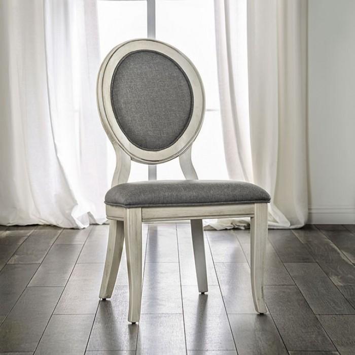 Transitional Dining Chair Set CM3872WH-SC-2PK Kathryn CM3872WH-SC-2PK in Gray Fabric