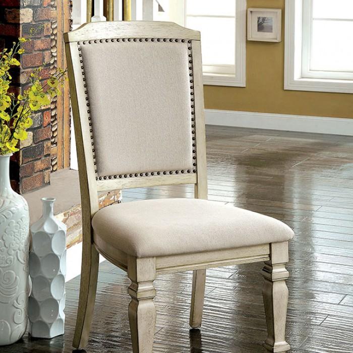 Transitional Dining Chair Set CM3600SC-2PK Holcroft CM3600SC-2PK in Antique White, Ivory Fabric