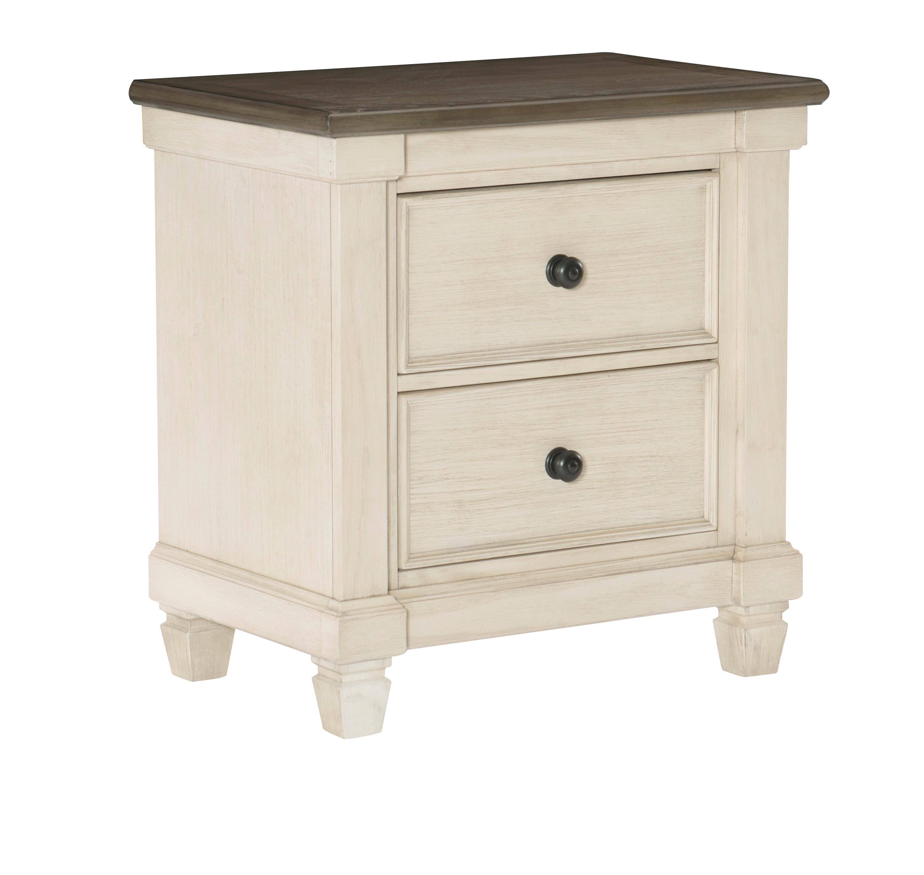 Transitional Nightstand 1626-4 Weaver 1626-4 in Antique White, Brown 