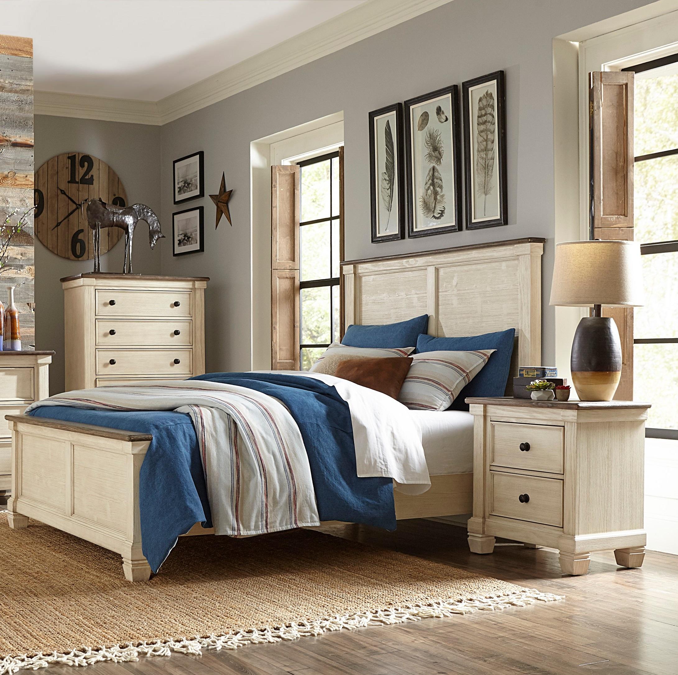 Transitional Bedroom Set 1626-1*-3PC Weaver 1626-1*-3PC in Antique White, Brown 