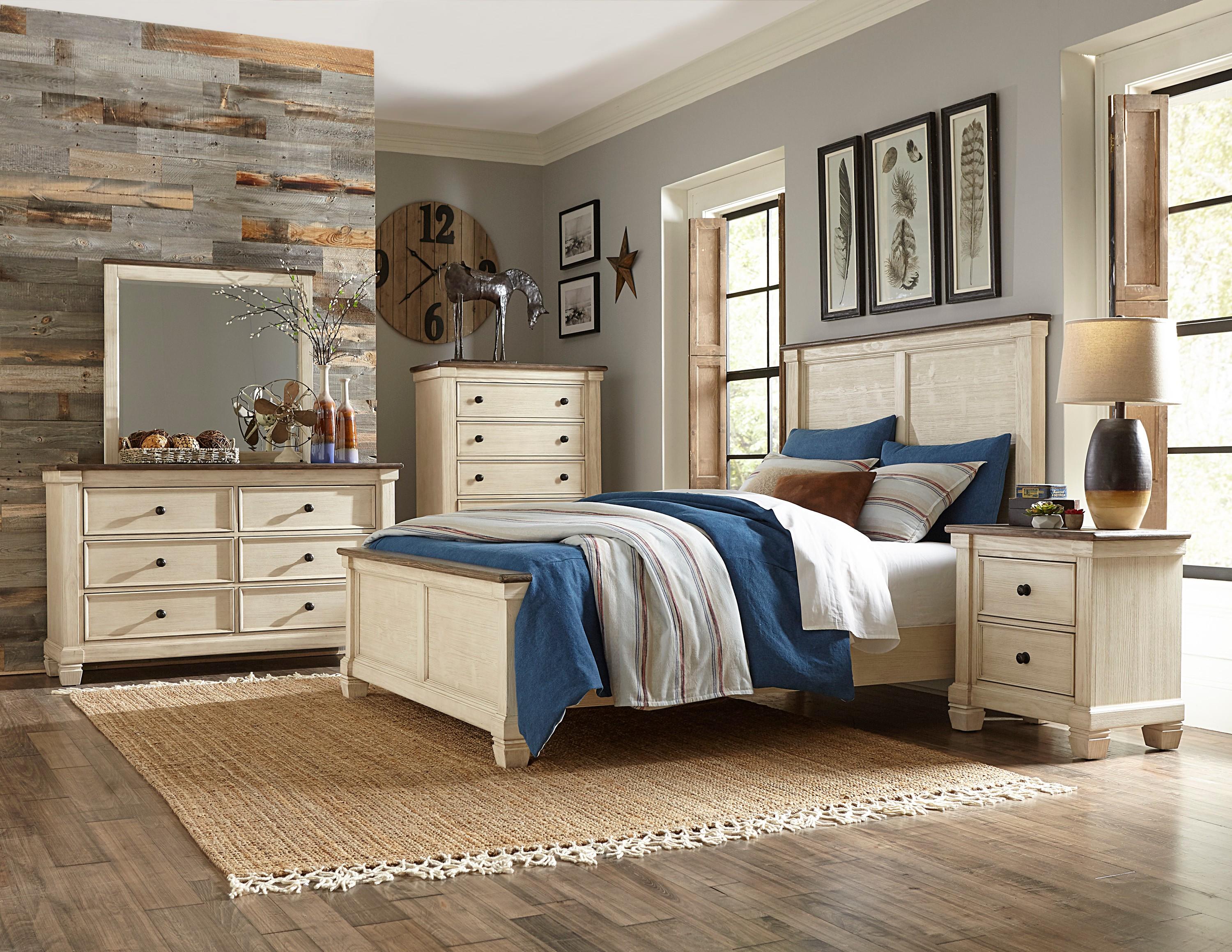 Transitional Bedroom Set 1626-1*-5PC Weaver 1626-1*-5PC in Antique White, Brown 