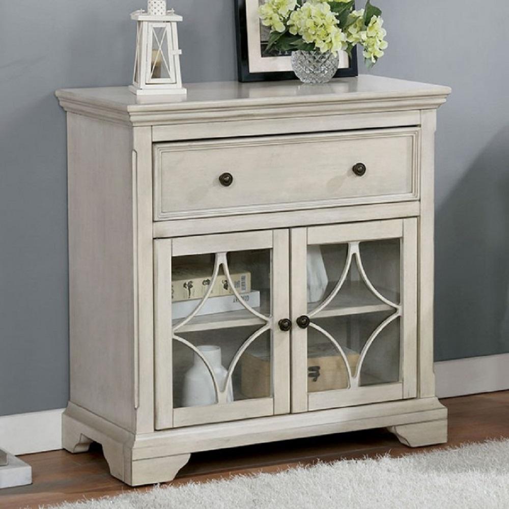 

    
Transitional Antique White Solid Wood Cabinet Furniture of America CM-AC270 Sitges
