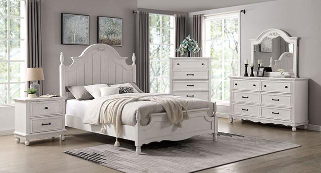 

    
Transitional Antique White Solid Wood CAL Bedroom Set 5pcs Furniture of America CM7184 Georgette
