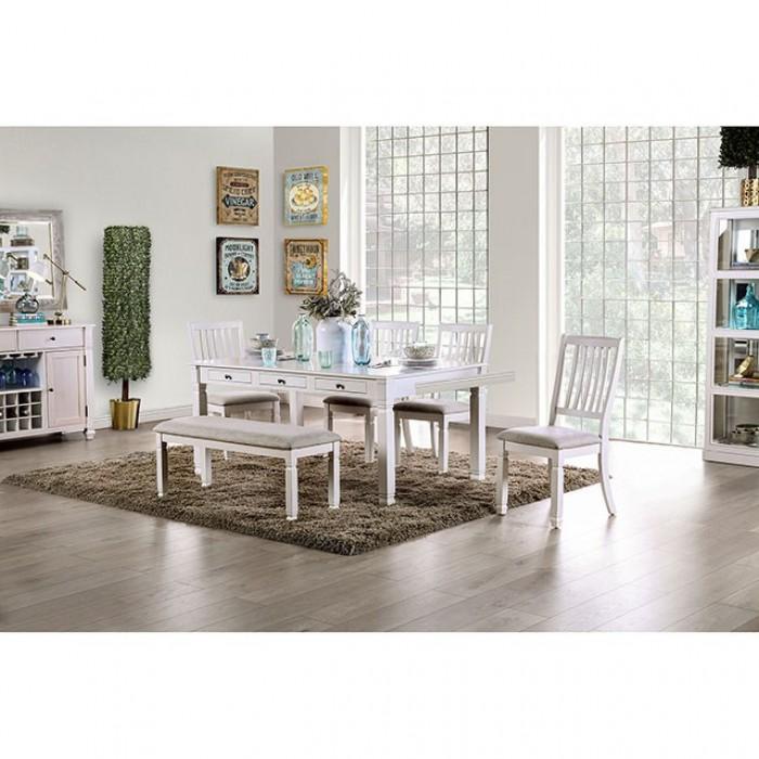 

    
Transitional Antique White Solid Wood Dining Room Set 6pcs Furniture of America Kaliyah
