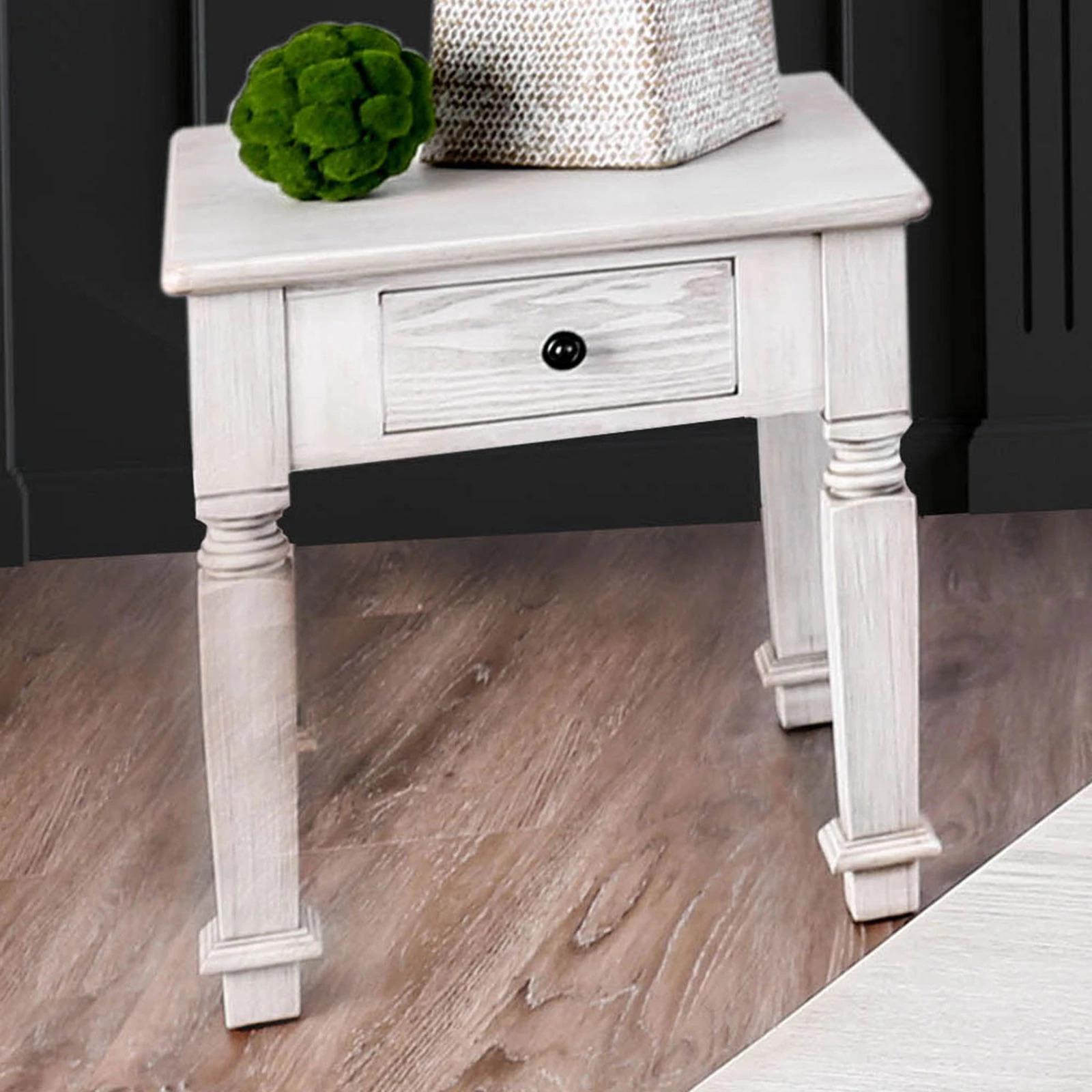 

    
Transitional Antique White Solid Wood End Table Furniture of America CM4089E Joliet
