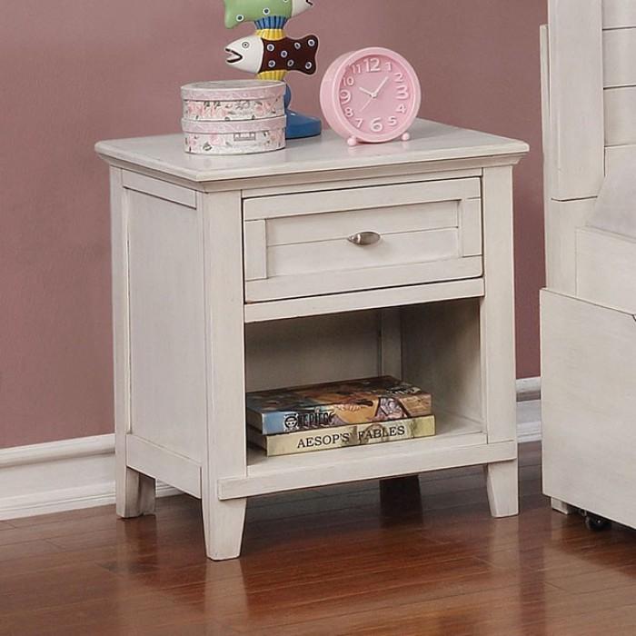 

    
Transitional Antique White Solid Wood Nightstand Furniture of America Brogan CM7517WH-N
