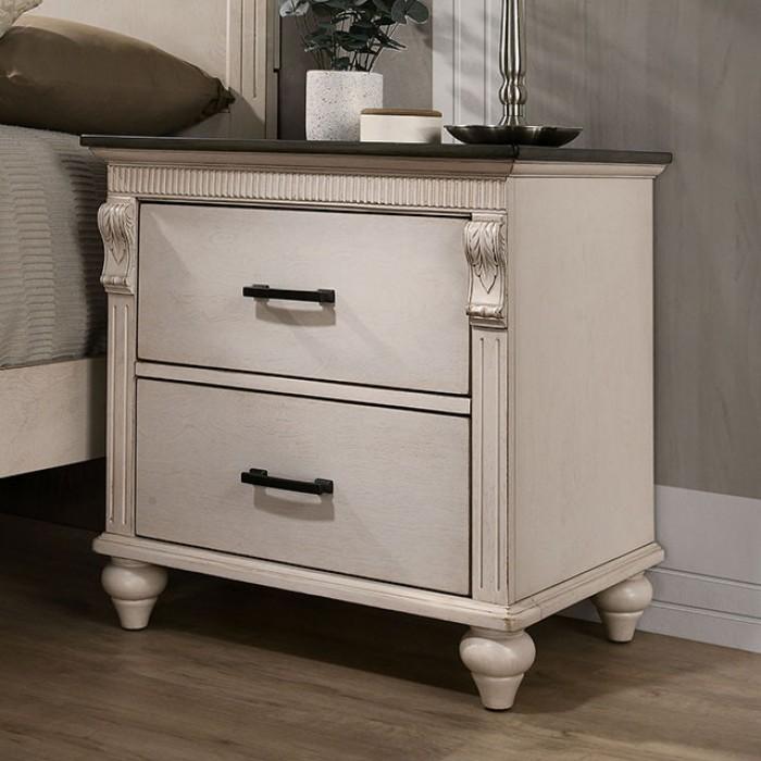 

    
Transitional Antique White Solid Wood Nightstand Furniture of America CM7182N Agathon
