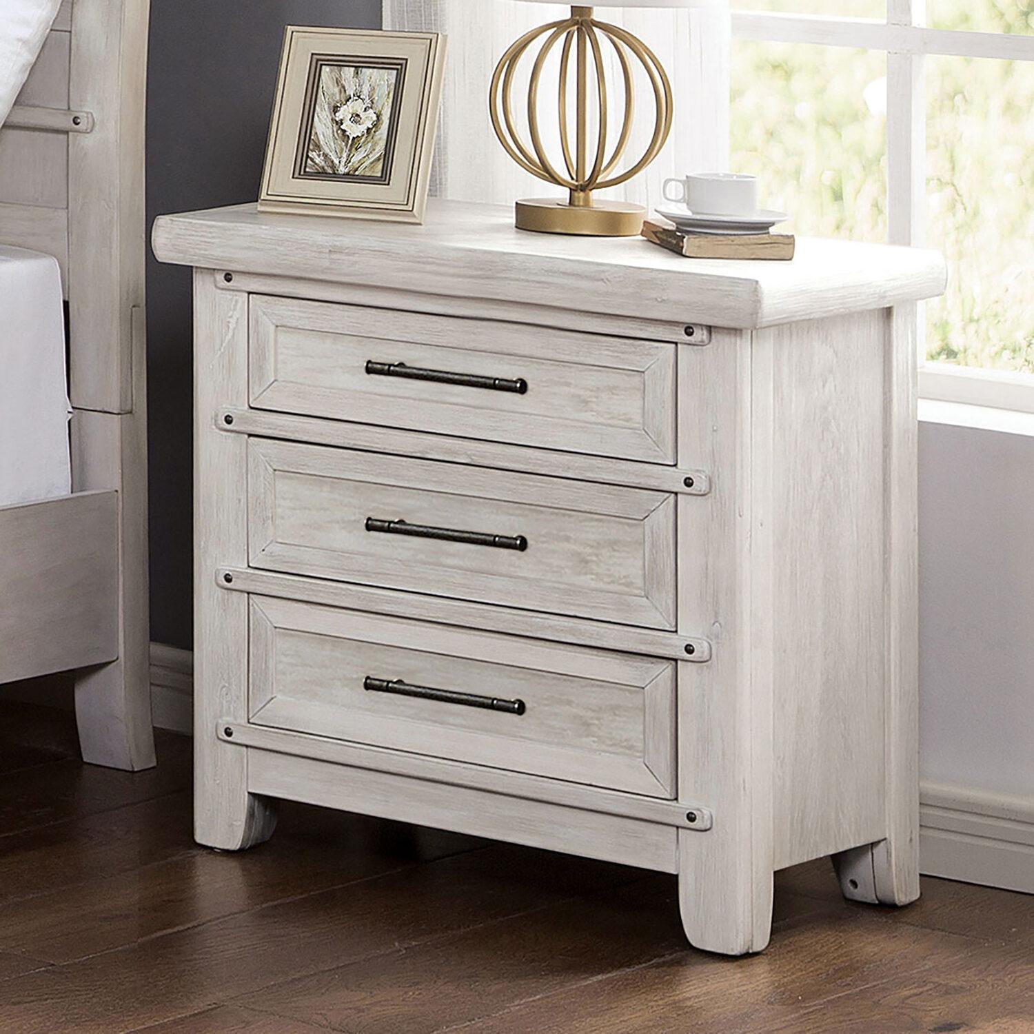 

    
Transitional Antique White Solid Wood Nightstand Furniture of America FOA7924N Shawnette
