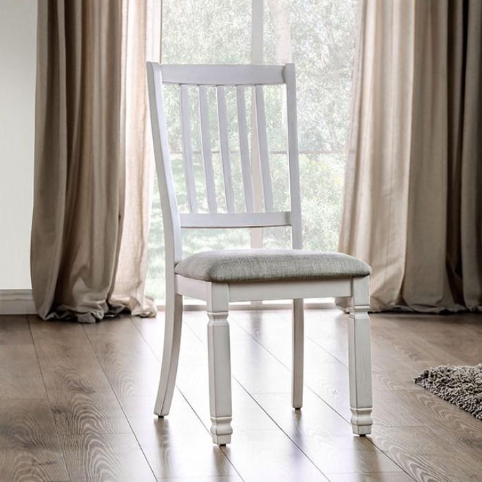 Transitional Dining Chair Set CM3194SC-2PK Kaliyah CM3194SC-2PK in Antique White Fabric