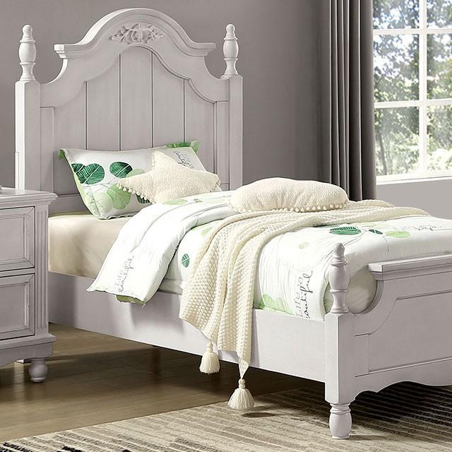 Transitional Panel Bed CM7184-T Georgette CM7184-T in Antique White 