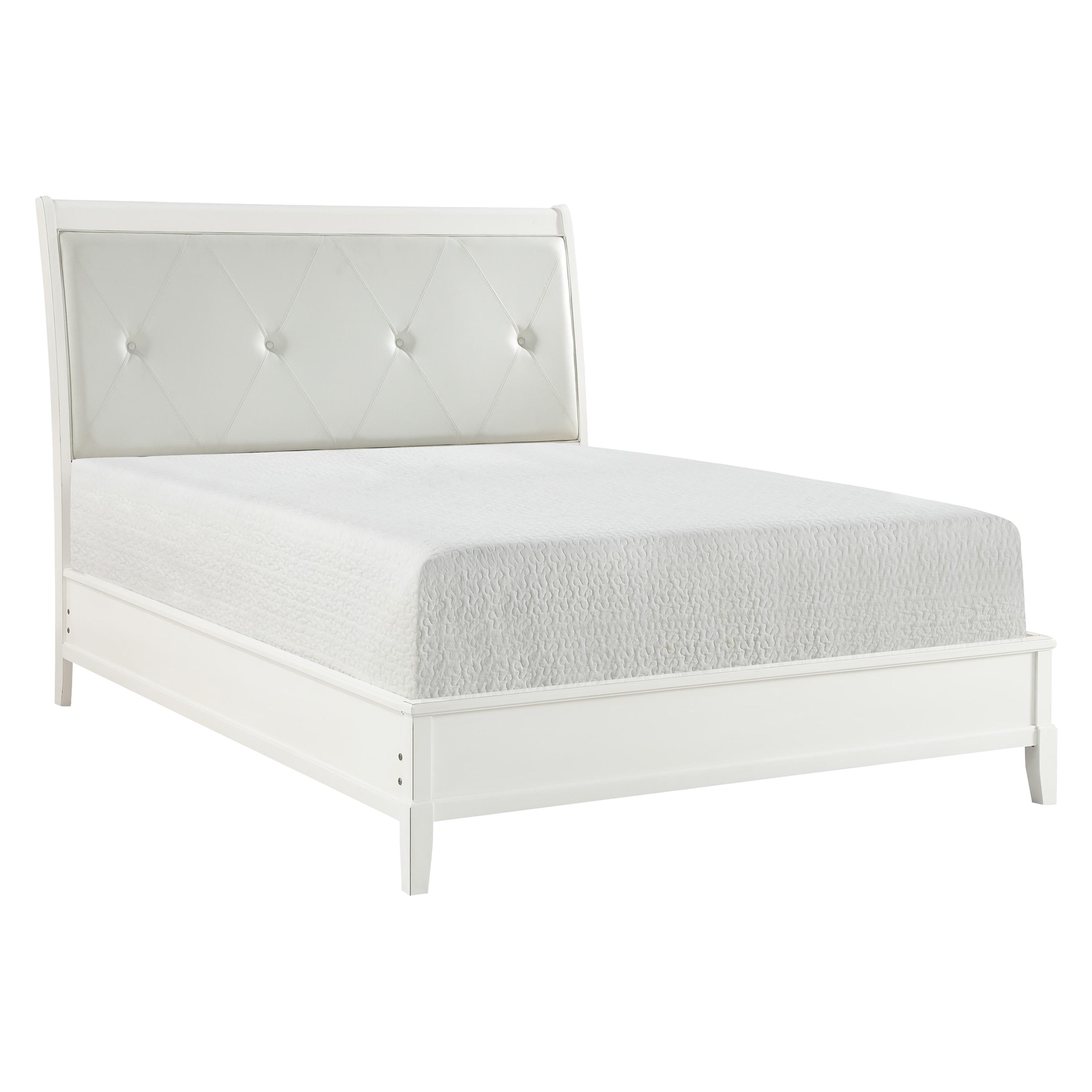 Transitional Bed 1730KWW-1CK* Cotterill 1730KWW-1CK* in Antique White Faux Leather