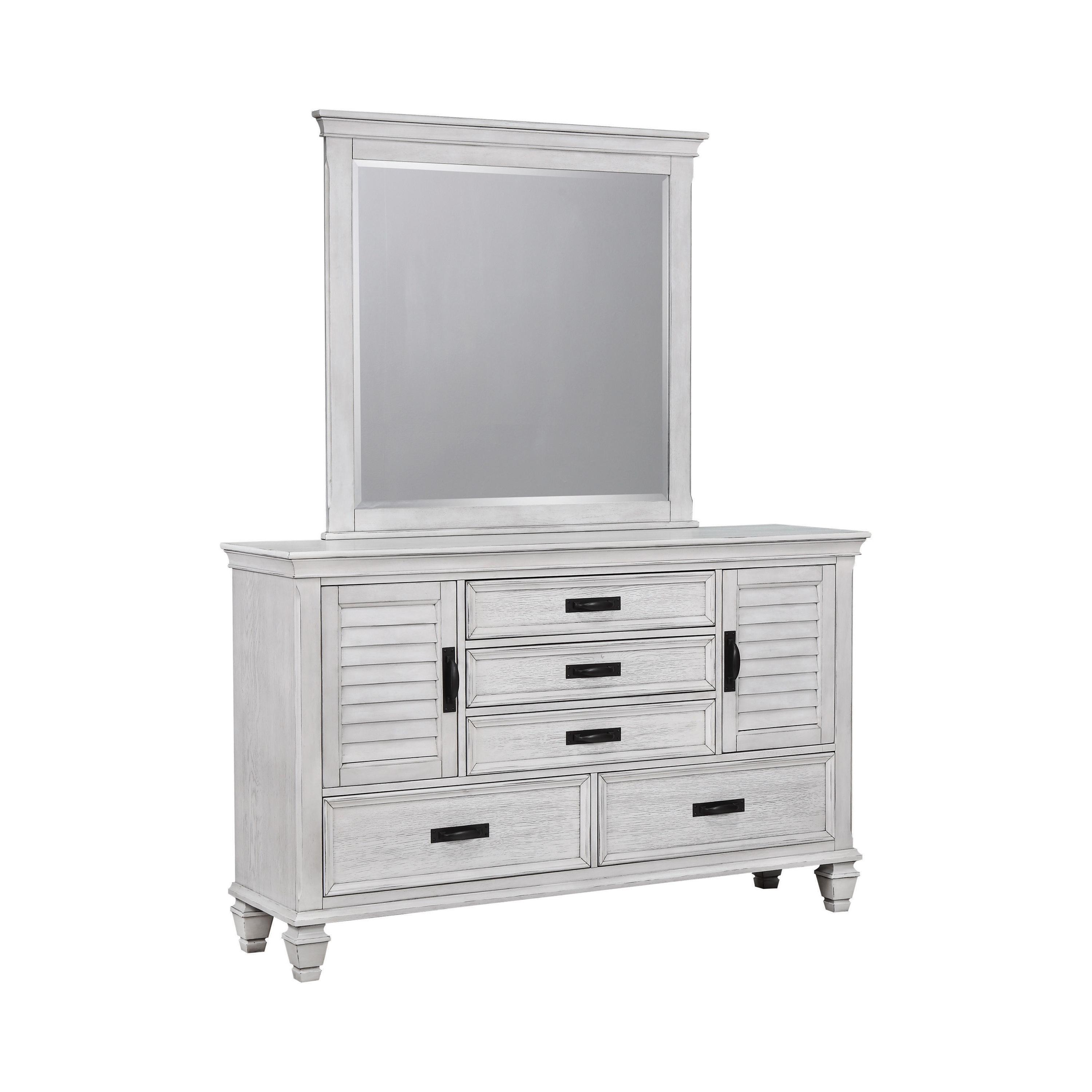 

    
Transitional Antique White Wood Dresser w/Mirror Coaster 205333 Franco
