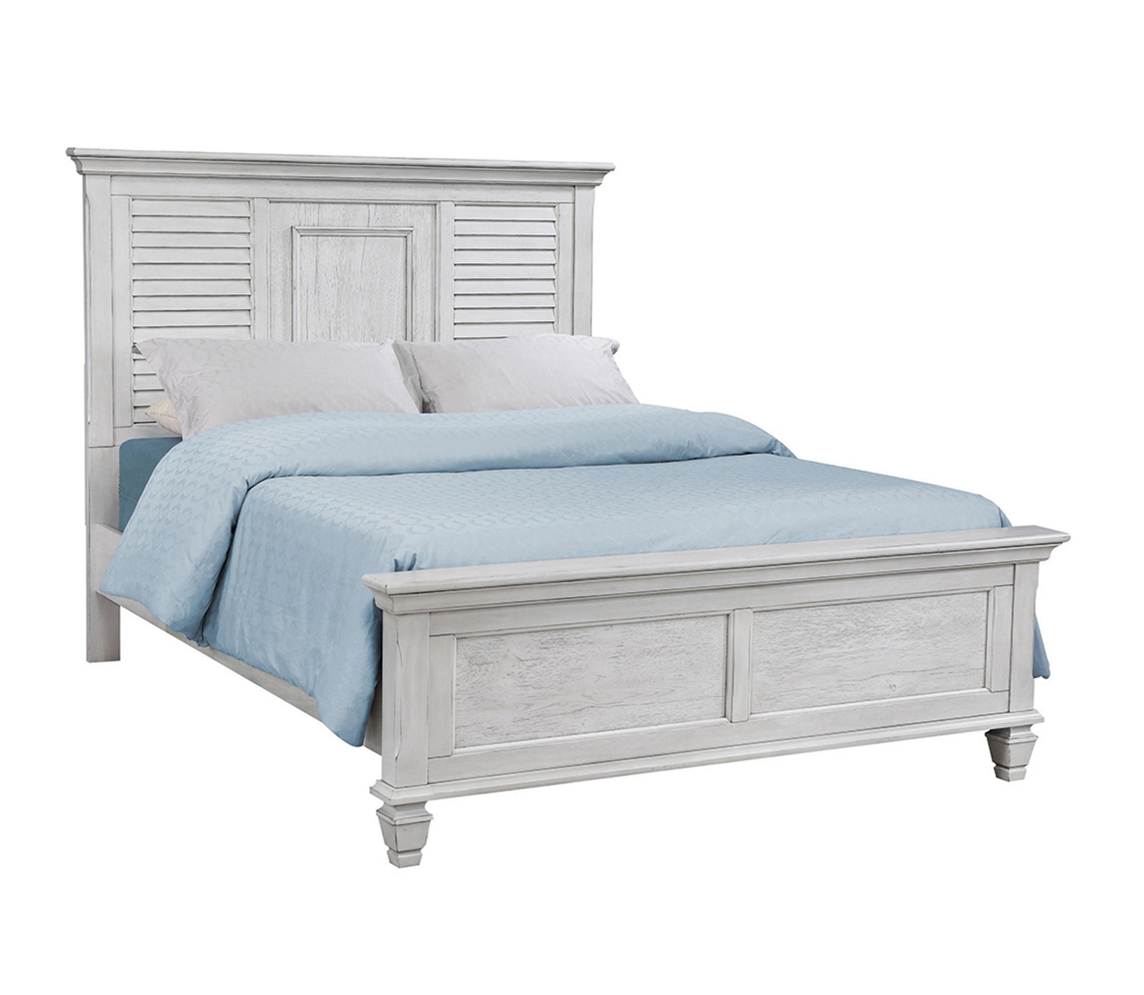 

    
Transitional Antique White Wood Queen Bedroom Set 3pcs Coaster 205331Q Franco
