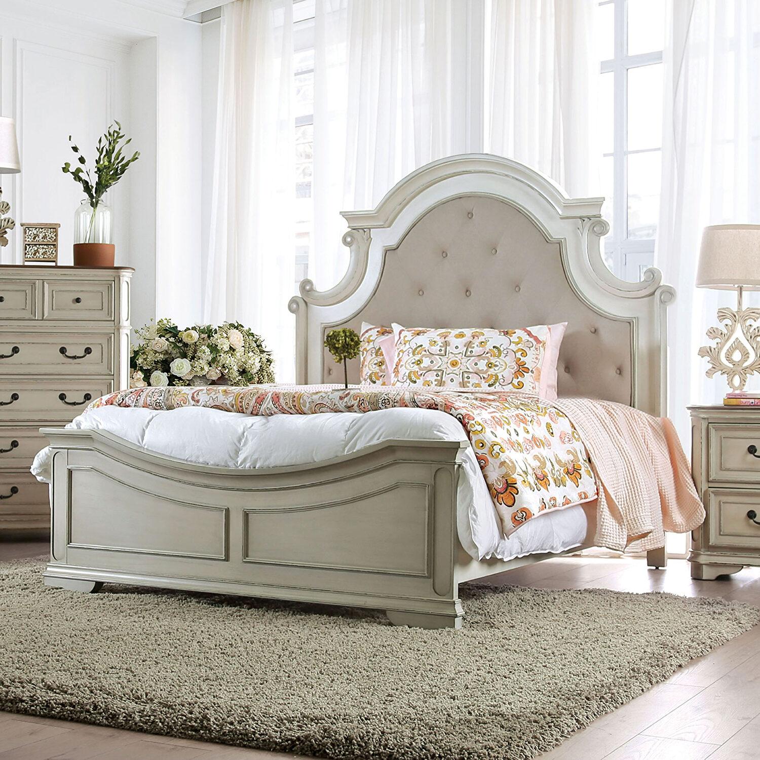 

    
Transitional Antique Whitewash Solid Wood Queen Bed Furniture of America CM7561 Pembroke
