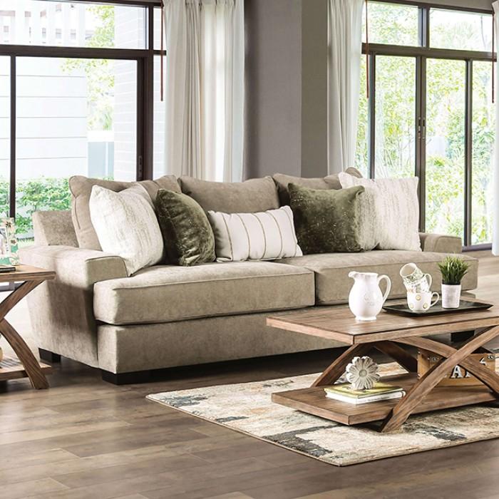 Transitional Sofa New Meadows Sofa SM1213-SF-S SM1213-SF-S in Ash, Ivory, Green Fabric