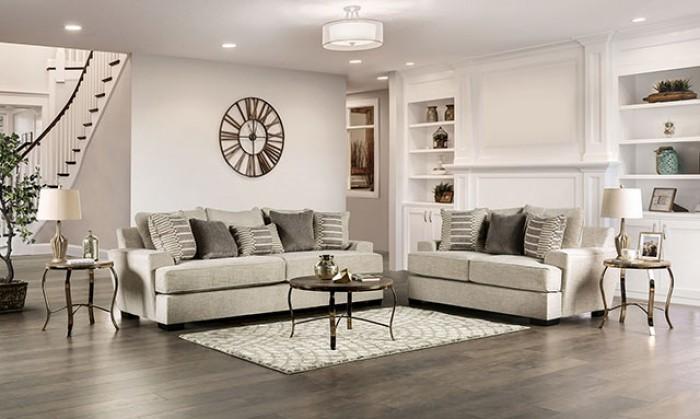 Transitional Sofa and Loveseat Set SM1219-SF-2PC Holborn SM1219-SF-2PC in Beige Chenille