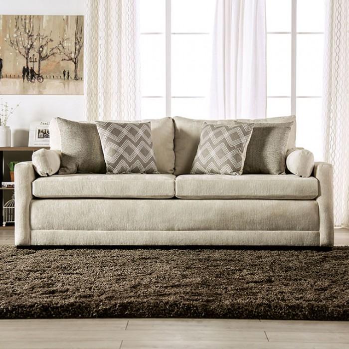 

    
Transitional Beige Chenille Sofa and Loveseat Furniture of America Burgess
