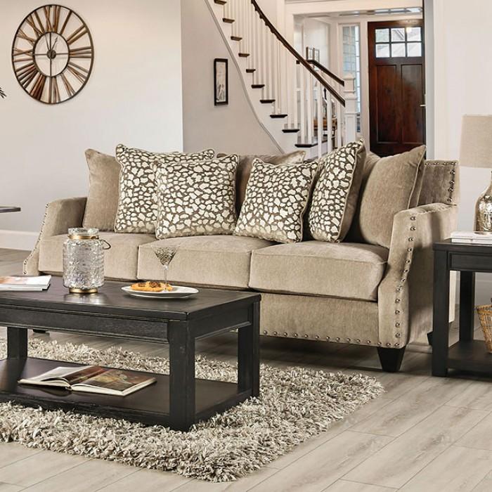 

    
Transitional Beige Chenille Sofa and Loveseat Furniture of America Hendon
