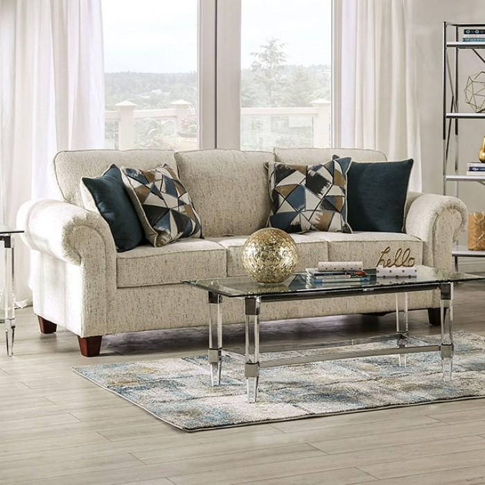

    
Transitional Beige Chenille Sofa Furniture of America SM7749-SF Delgada
