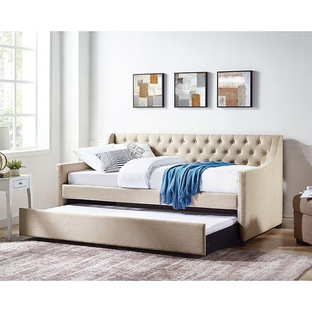 Transitional Daybed Emmy CM1746 in Beige Fabric