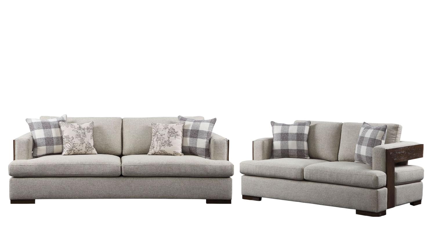 Transitional Sofa and Loveseat Set Niamey 54850-2pcs in Beige Fabric