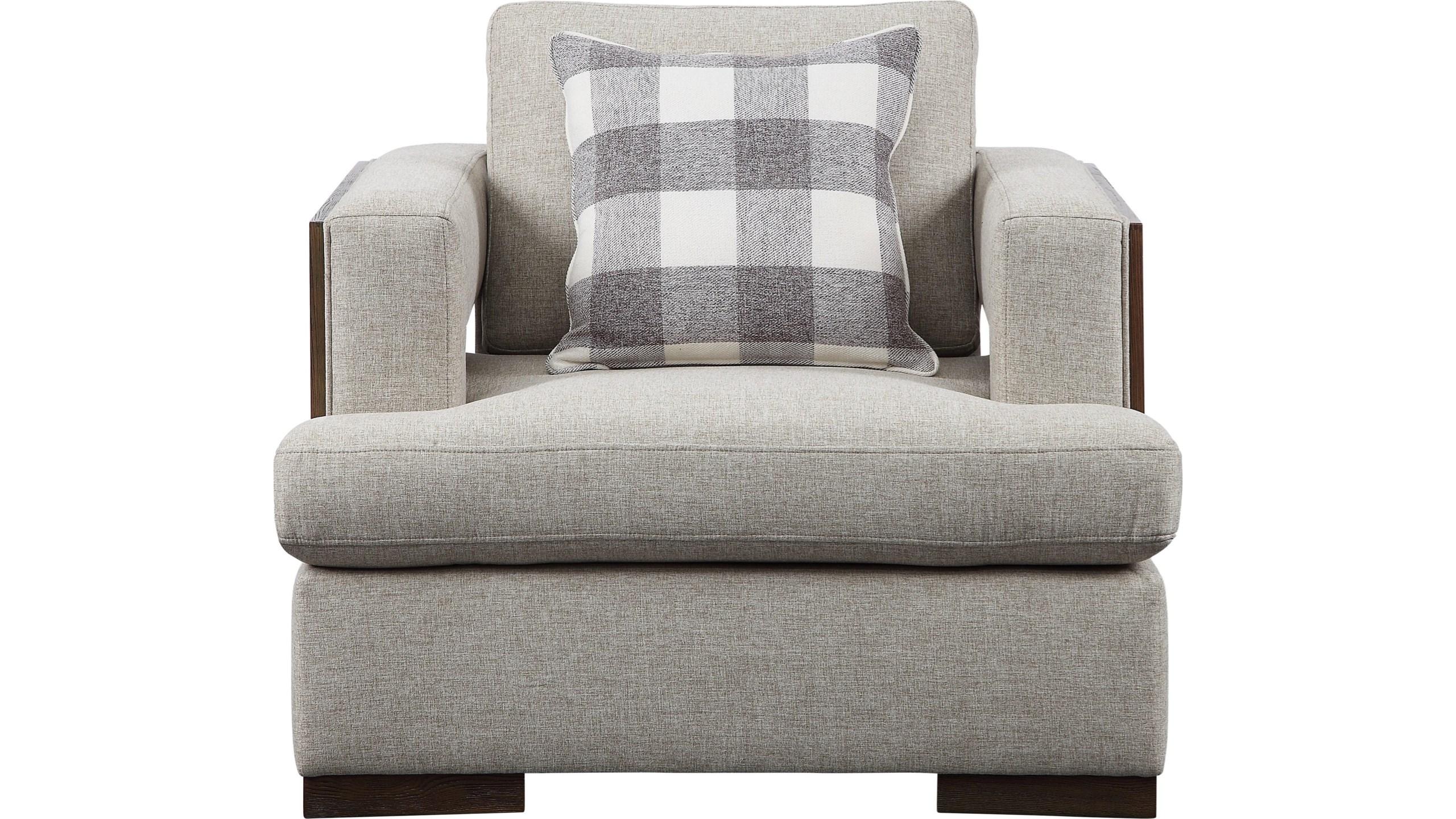 

    
54850-3pcs Transitional Beige Fabric & Walnut Sofa + Loveseat + Chair by Acme Niamey 54850-3pcs

