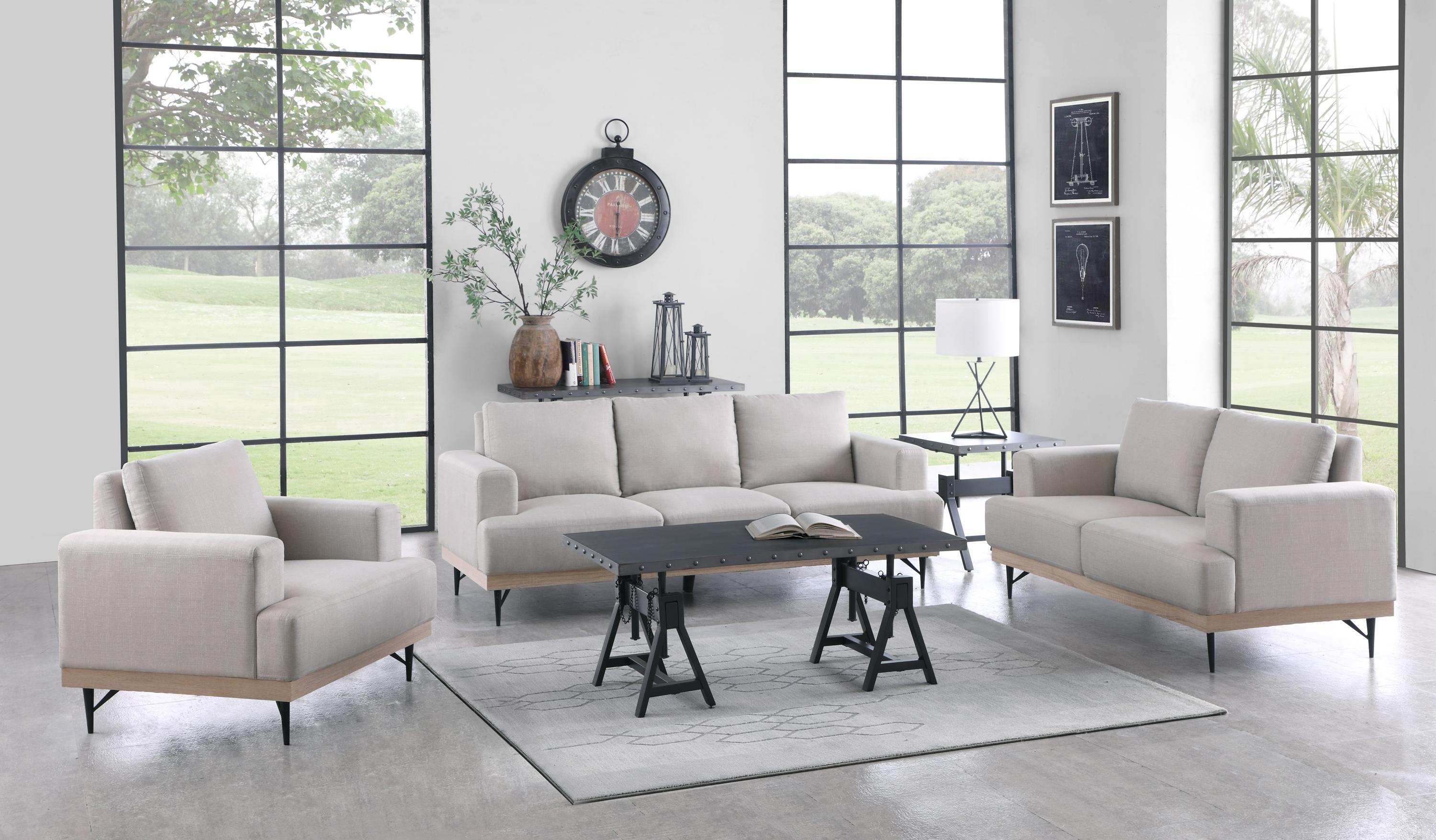 

    
Transitional Beige Faux Linen Living Room Set 2pcs Coaster 509181-S2 Kester
