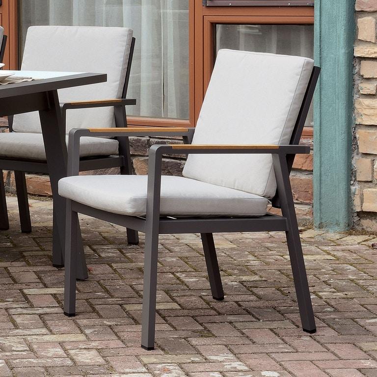 Transitional Outdoor Dining Chair CM-OT2141AC-6PK Alycia CM-OT2141AC-6PK in Gray Fabric