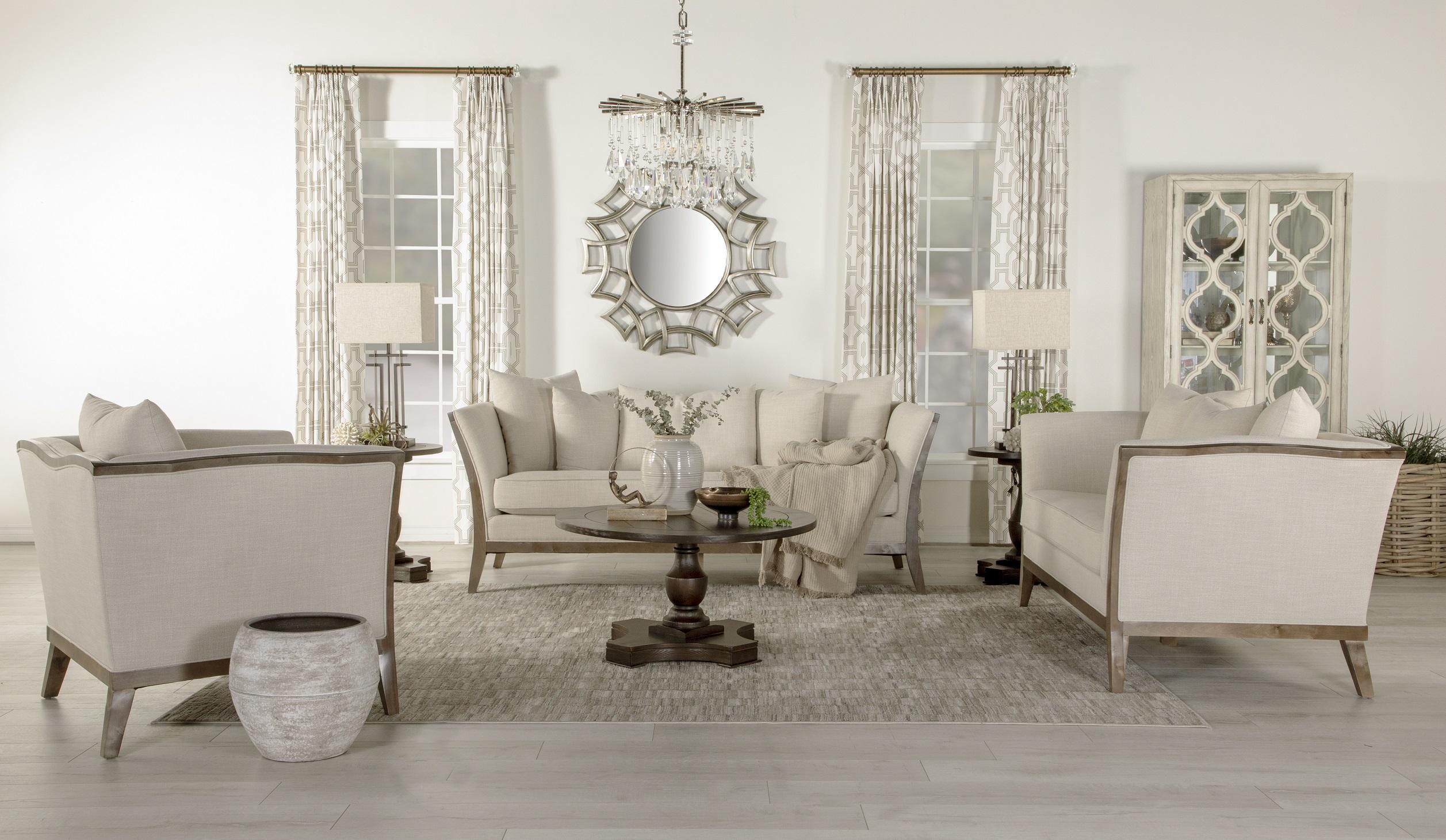 

    
Transitional Beige Linen-like Fabric Living Room Set 2pcs Coaster 511191-S2 Lorraine
