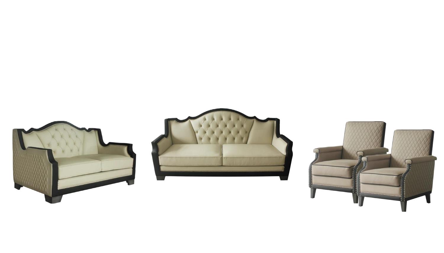 

    
Transitional Beige Sofa + Loveseat + 2 Accent Chairs by Acme House Beatrice 58810-4pcs
