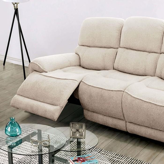 Transitional Power Reclining Loveseat Morcote Power Reclining Loveseat FM62001BG-LV-PM-L FM62001BG-LV-PM-L in Beige 