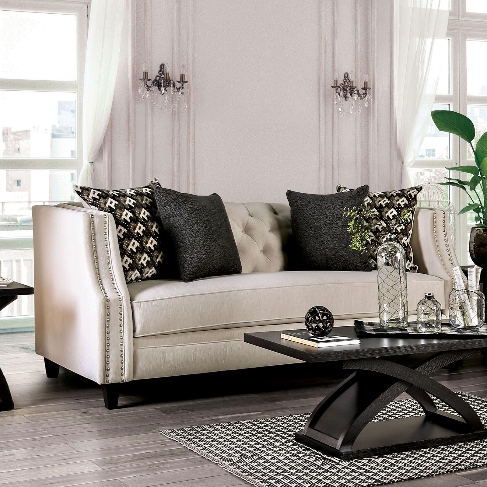 

    
Furniture of America SM2683-2PC Aniyah Sofa and Loveseat Set Beige SM2683-2PC

