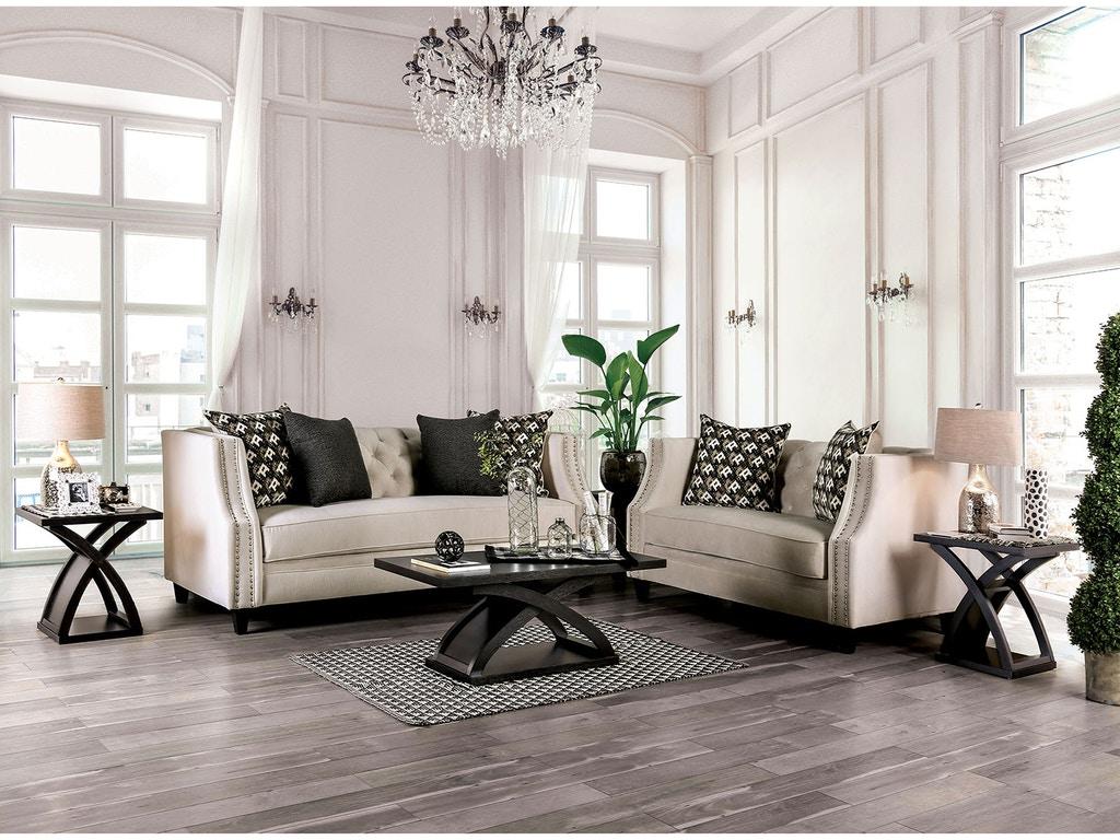 Transitional Sofa and Loveseat Set SM2683-2PC Aniyah SM2683-2PC in Beige Fabric