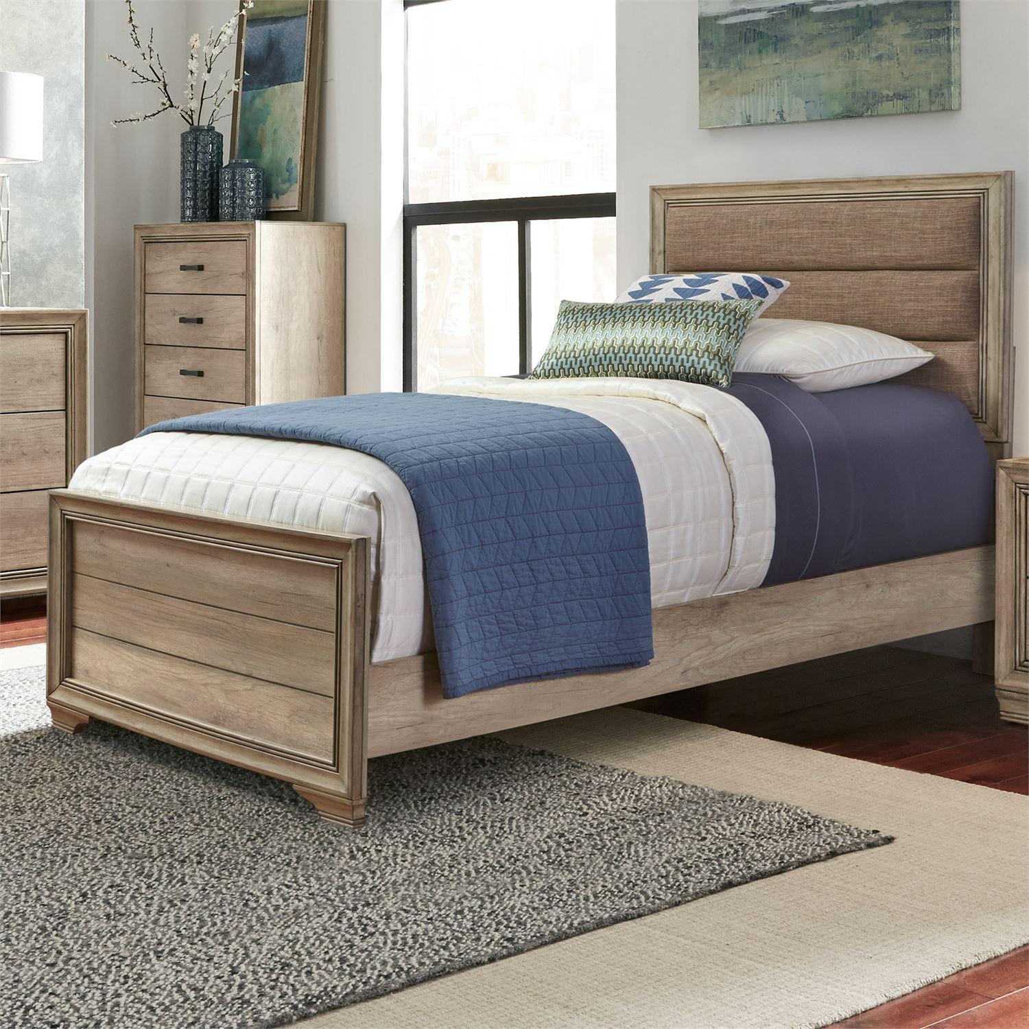 Transitional Panel Bed Sun Valley  (439-BR) Panel Bed 439-BR-FUB in Beige 