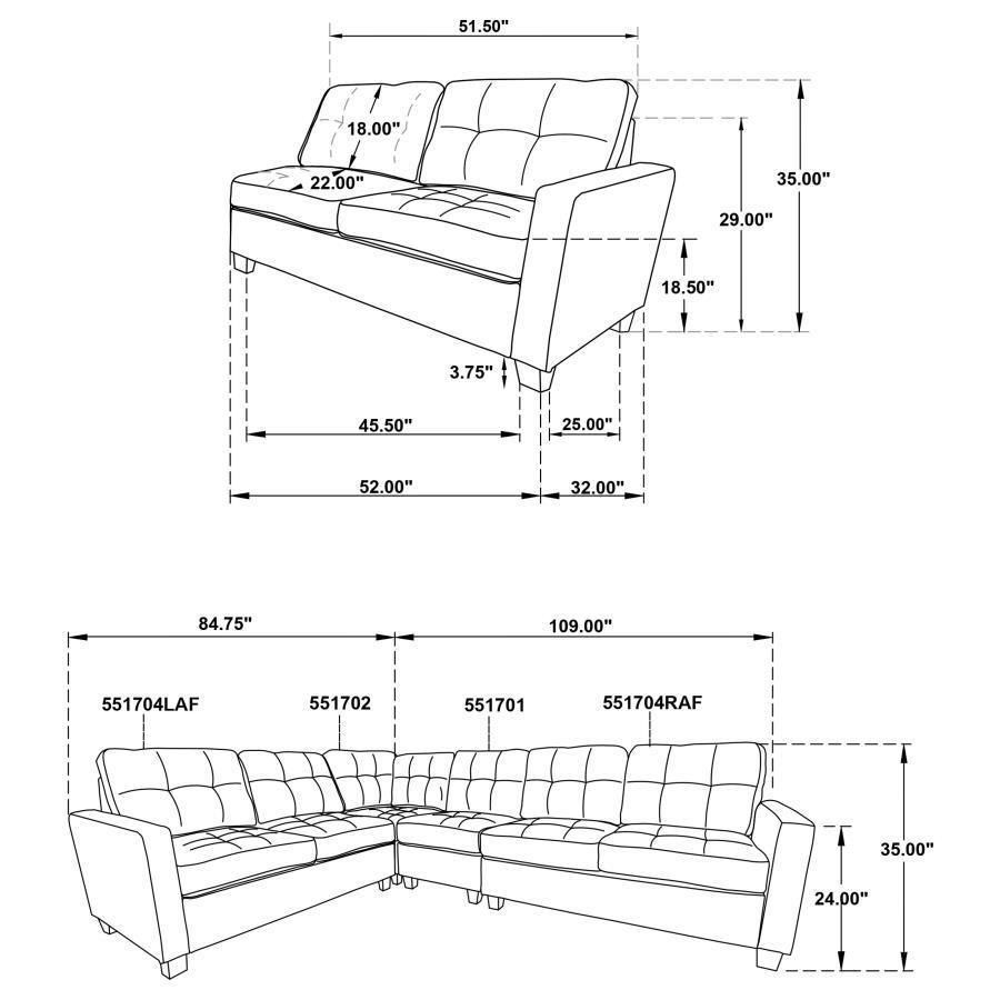 

    
551705-SET Transitional Beige Wood Modular Sectional Sofa 4PCS Coaster Georgina 551705-SET
