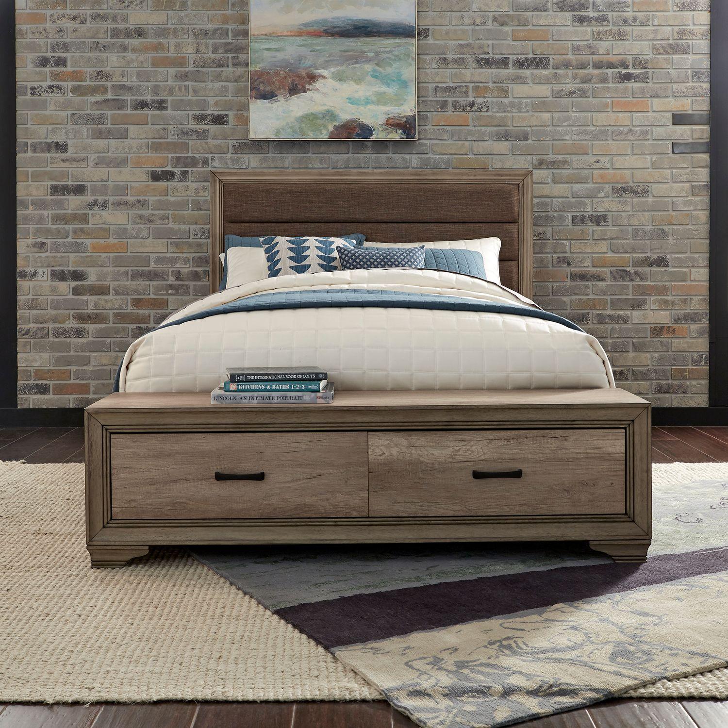 Transitional Storage Bed Sun Valley  (439-BR) 439-BR-QSB in Beige 
