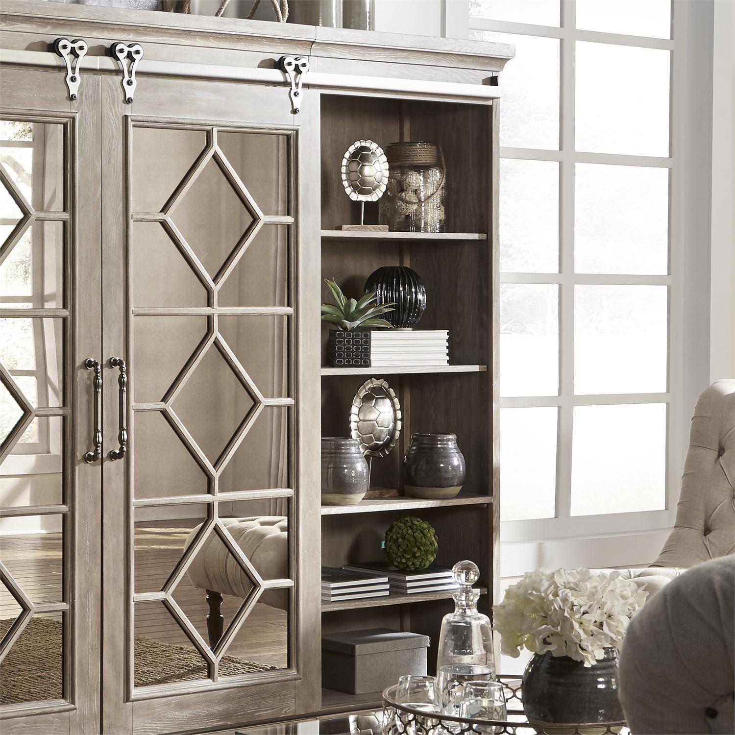 

    
Transitional Beige Wood Shelve Mirrored Reflections (874-ENTW) Liberty Furniture
