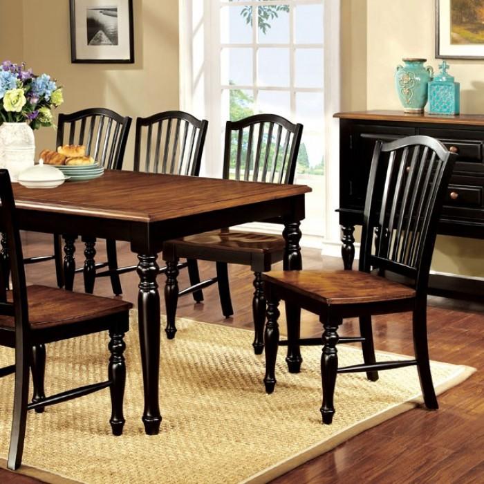 

    
Transitional Black & Antique Oak Solid Wood Dining Room Set 9pcs Furniture of America Mayville
