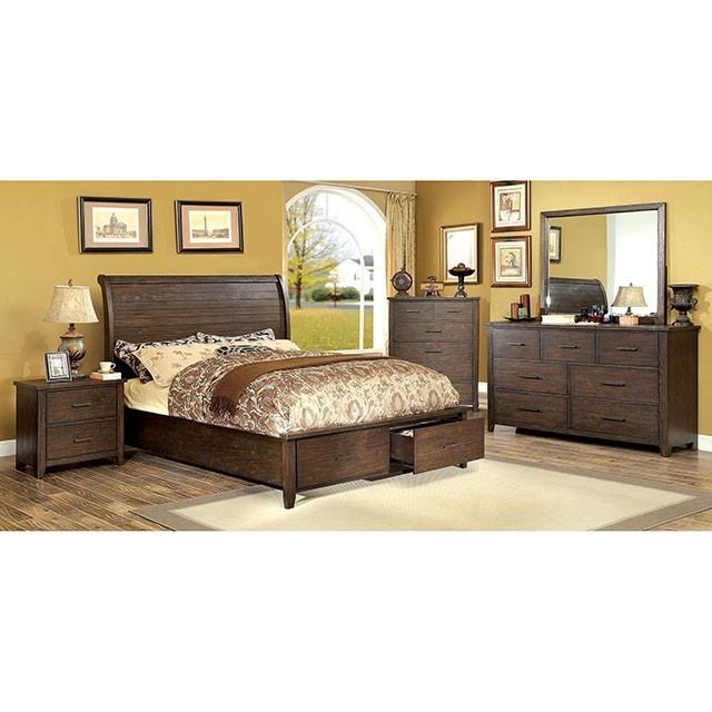 

    
Furniture of America Riberia California King Storage Platform Bed CM7252-CK Platform Bed Dark Walnut CM7252-CK
