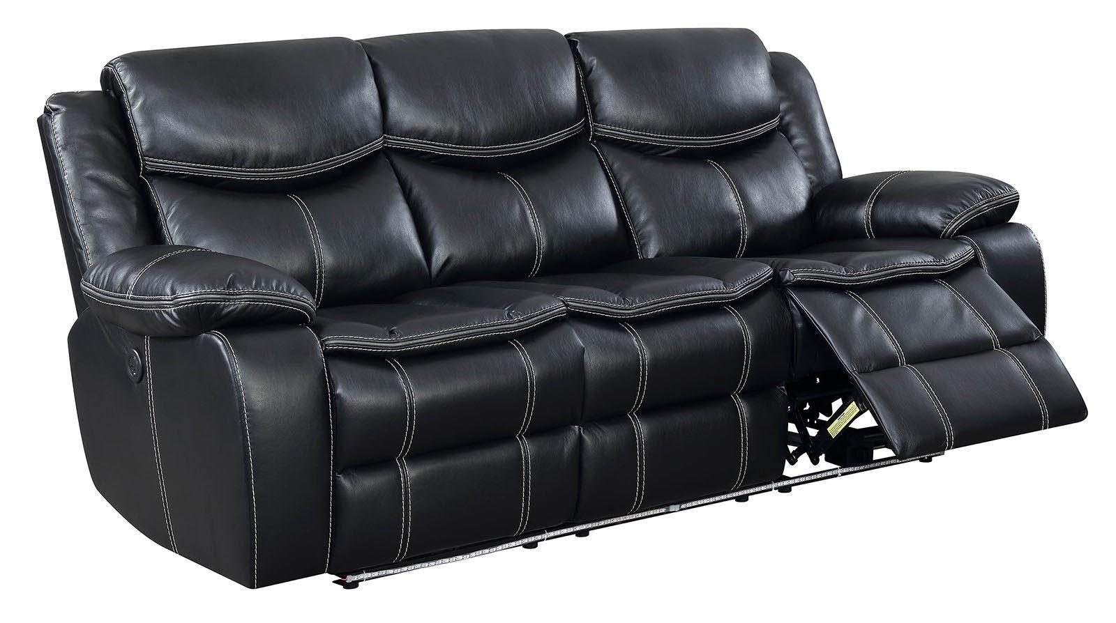

    
Transitional Black Breathable Leatherette Power Living Room Set 3pcs Furniture of America Sirius
