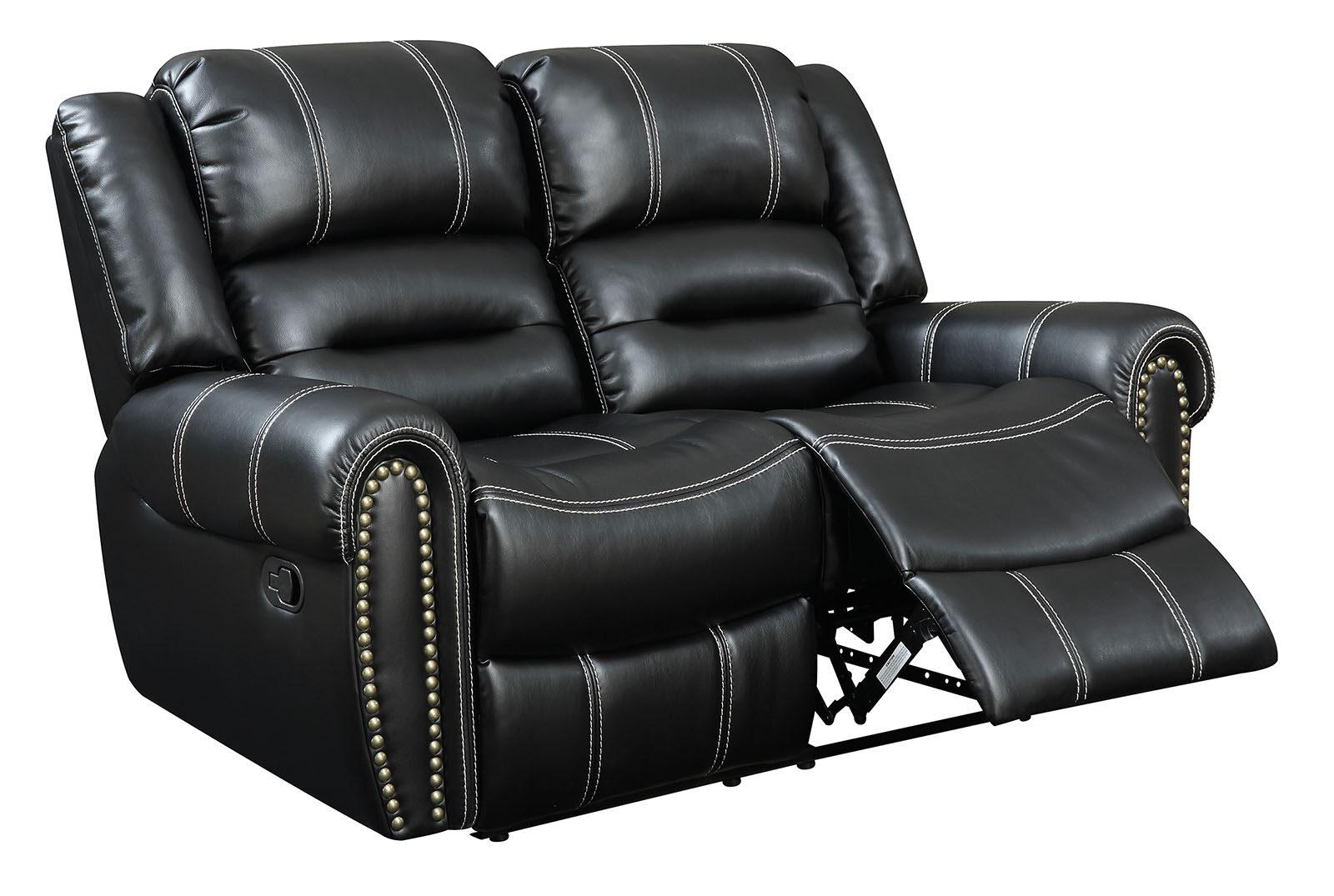 

    
Furniture of America CM6130-3PC Frederick Recliner Sofa Loveseat and Chair Black CM6130-3PC
