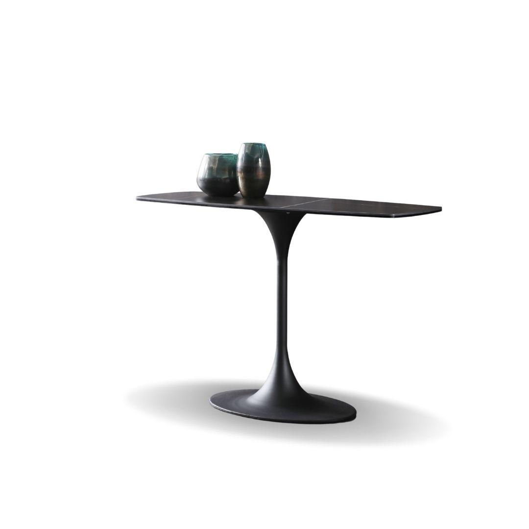 

    
Transitional Black Ceramic & Glass Top Console Table WhiteLine CO1719-BLK Amarosa
