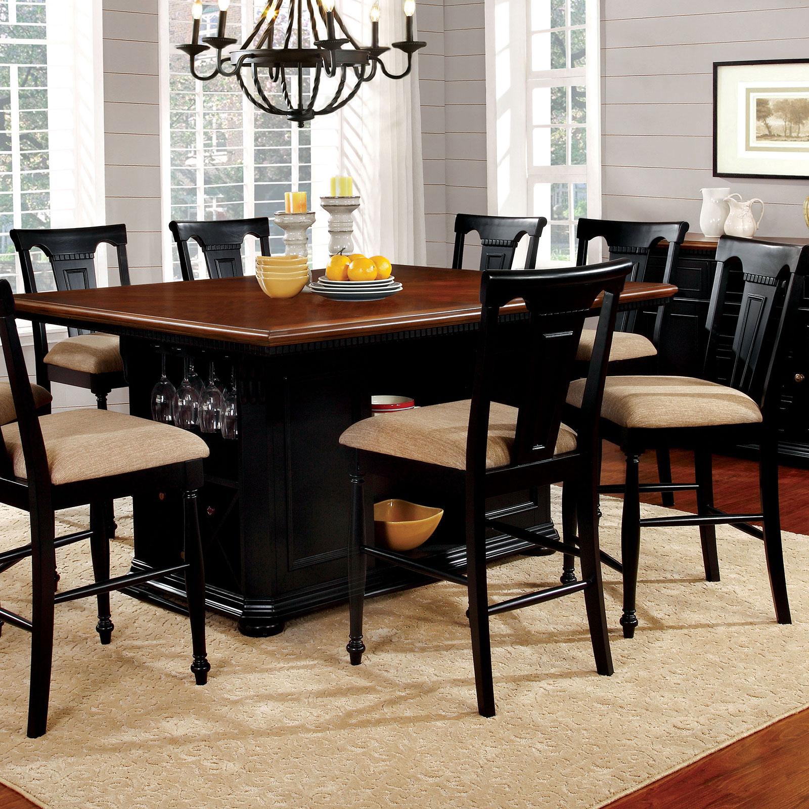 

    
Transitional Black & Cherry Solid Wood Counter Dining Set 5pcs Furniture of America Sabrina
